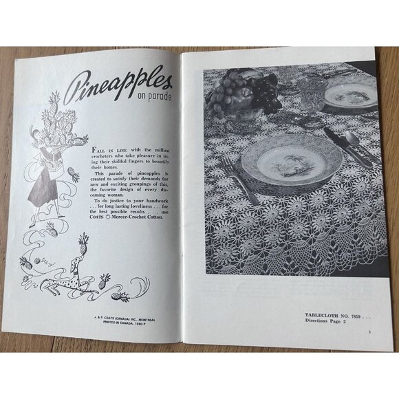 Pineapples on Parade Crochet Pattern Booklet No.96 Coat's & Clarks Doilies - Picture 2 of 8
